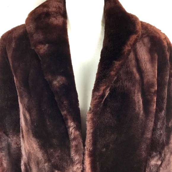 Vtg Heironimus of Roanoke Faux Fur Jacket Brown - Picture 2 of 8